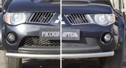 1 299 р. Зимняя заглушка решетки переднего бампера РА  Mitsubishi L200  4 (2006-2014)  дорестайлинг  с доставкой в г. Нижний Новгород. Увеличить фотографию 2