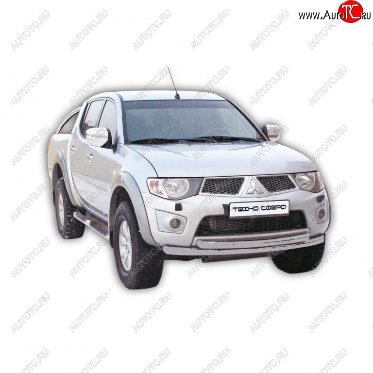 10 599 р. Защита переднего бампера ТехноСфера (Техно Сфера) Mitsubishi L200 4  дорестайлинг (2006-2014) (Серебристый)  с доставкой в г. Нижний Новгород