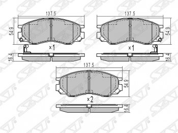 Колодки тормозные SAT (передние) Mitsubishi (Митсубиси) L200 (л) ( 4,  5 KK,KL) (2006-2022) 4, 5 KK,KL  дорестайлинг, рестайлинг