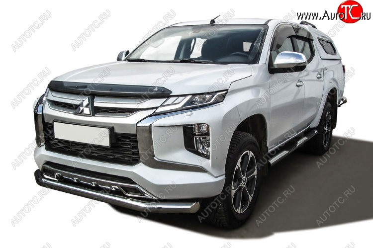 21 999 р. Защита переднего бампера Slitkoff (Ø 76 мм)  Mitsubishi L200  5 KK,KL (2018-2022) рестайлинг (Нержавеющая сталь)  с доставкой в г. Нижний Новгород