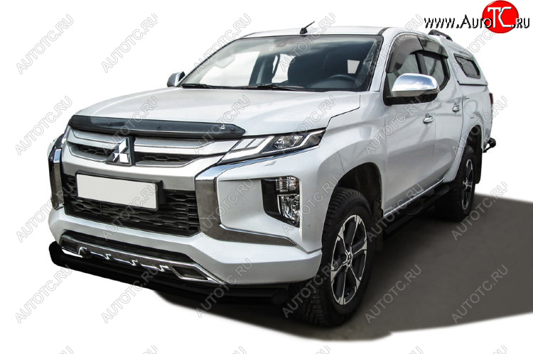 10 699 р. Защита переднего бампера Slitkoff (Ø 76 мм) Mitsubishi L200 5 KK,KL рестайлинг (2018-2022) (Сталь с полимерным покрытием. Цвет: черный)  с доставкой в г. Нижний Новгород