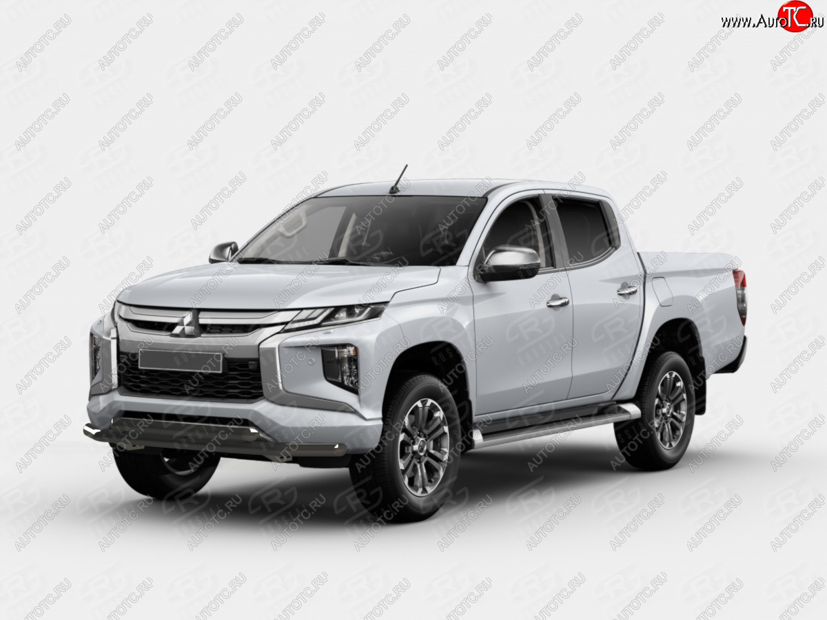 14 499 р. Защита переднего бампера (2 трубы Ø63 и 42 мм, окрашенная) SLITKOFF  Mitsubishi L200  5 KK,KL (2018-2022) рестайлинг (черный муар)  с доставкой в г. Нижний Новгород