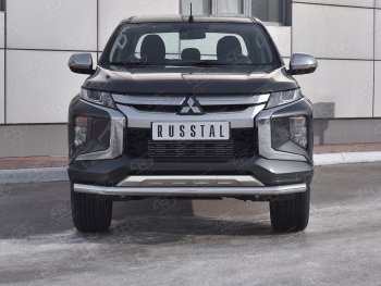 Защита переднего бампера (Ø 63 мм, нержавейка) SLITKOFF Mitsubishi (Митсубиси) L200 (л)  5 KK,KL (2018-2022) 5 KK,KL рестайлинг