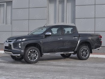 16 399 р. Защита переднего бампера (Ø 63 мм, нержавейка) SLITKOFF Mitsubishi L200 5 KK,KL рестайлинг (2018-2022)  с доставкой в г. Нижний Новгород. Увеличить фотографию 3