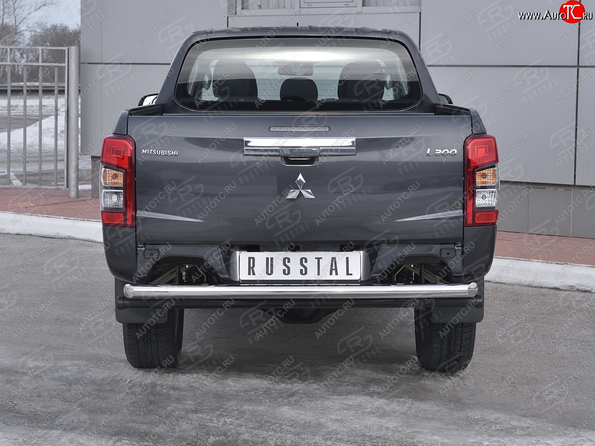 17 649 р. Защита заднего бампера (Ø63 мм, нержавейка) RUSSTAL  Mitsubishi L200  5 KK,KL (2018-2022) рестайлинг  с доставкой в г. Нижний Новгород