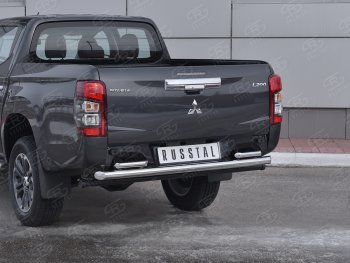 21 599 р. Защита заднего бампера (2 трубы Ø63 и 42 мм , нержавейка) RUSSTAL  Mitsubishi L200  5 KK,KL (2018-2022) рестайлинг  с доставкой в г. Нижний Новгород. Увеличить фотографию 2