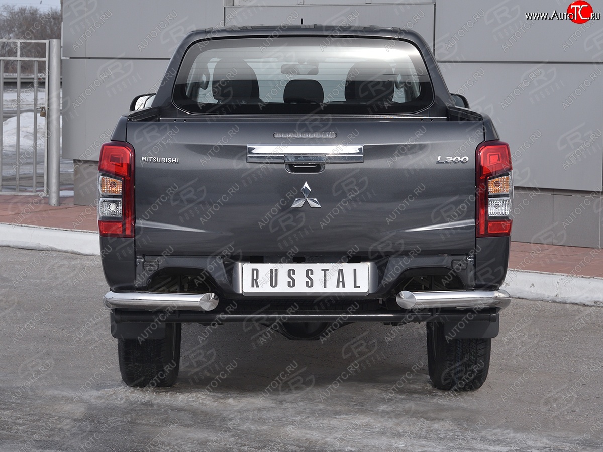 13 199 р. Защита заднего бампера (Ø76 мм уголки, нержавейка) SLITKOFF  Mitsubishi L200  5 KK,KL (2018-2022) рестайлинг  с доставкой в г. Нижний Новгород