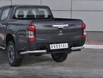 13 199 р. Защита заднего бампера (Ø76 мм уголки, нержавейка) SLITKOFF  Mitsubishi L200  5 KK,KL (2018-2022) рестайлинг  с доставкой в г. Нижний Новгород. Увеличить фотографию 3