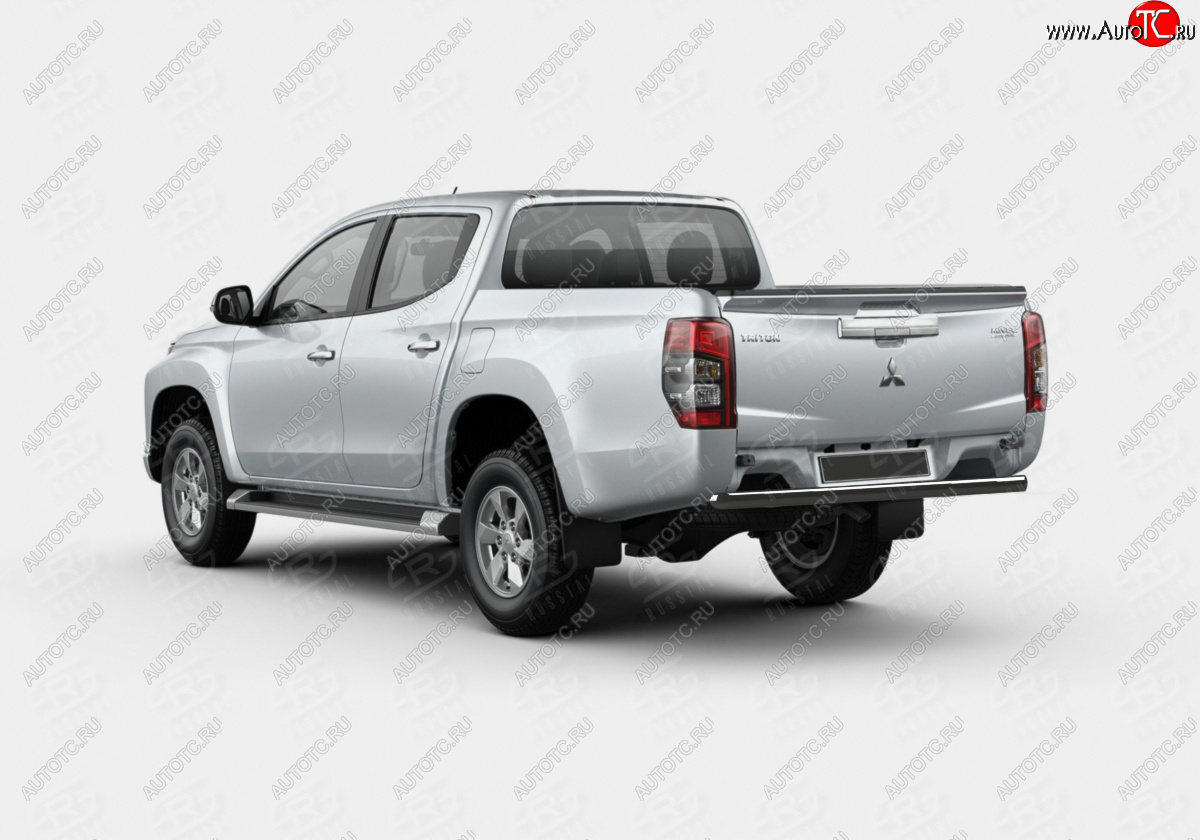 11 399 р. Защита заднего бампера (Ø63 мм, окрашенная) SLITKOFF Mitsubishi L200 5 KK,KL рестайлинг (2018-2022) (цвет черный муар)  с доставкой в г. Нижний Новгород