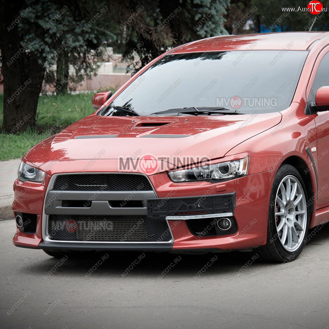 1 149 р. Реснички на фары  Mitsubishi Lancer  10 (2007-2017) седан дорестайлинг, хэтчбэк дорестайлинг, седан рестайлинг, хэтчбек 5 дв рестайлинг (Неокрашенные)  с доставкой в г. Нижний Новгород