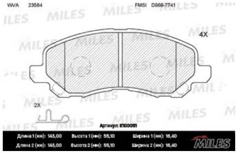 Колодки тормозные передние MILES Mitsubishi Lancer 10 хэтчбек 5 дв рестайлинг (2011-2017)