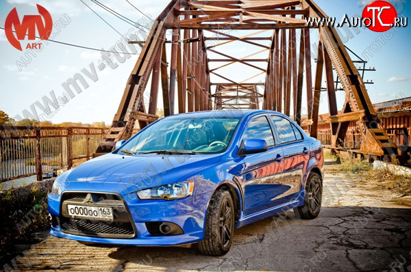 6 599 р. Накладки порогов EVO Mitsubishi Lancer 10 седан дорестайлинг (2007-2010) (Неокрашенные)  с доставкой в г. Нижний Новгород