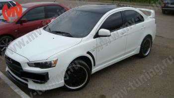 6 599 р. Накладки порогов EVO Mitsubishi Lancer 10 седан дорестайлинг (2007-2010) (Неокрашенные)  с доставкой в г. Нижний Новгород. Увеличить фотографию 3