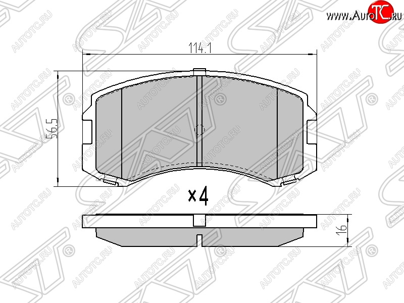 1 129 р. Колодки тормозные SAT (передние)  Mitsubishi Lancer Cedia  9 (2000-2003) CS универсал  с доставкой в г. Нижний Новгород