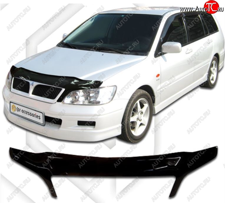 2 399 р. Дефлектор капота CA-Plastiс exclusive Mitsubishi Lancer 9 1-ый рестайлинг универсал (2003-2005) (Classic черный, Без надписи)  с доставкой в г. Нижний Новгород