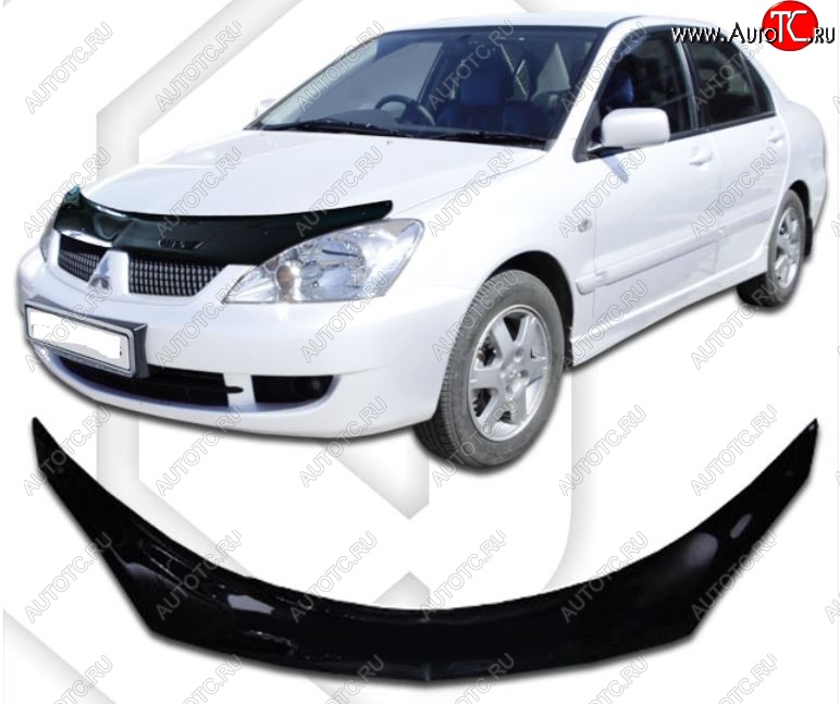 2 149 р. Дефлектор капота CA-Plastiс exclusive Mitsubishi Lancer 9 2-ой рестайлинг седан (2005-2009) (Classic черный, Без надписи)  с доставкой в г. Нижний Новгород