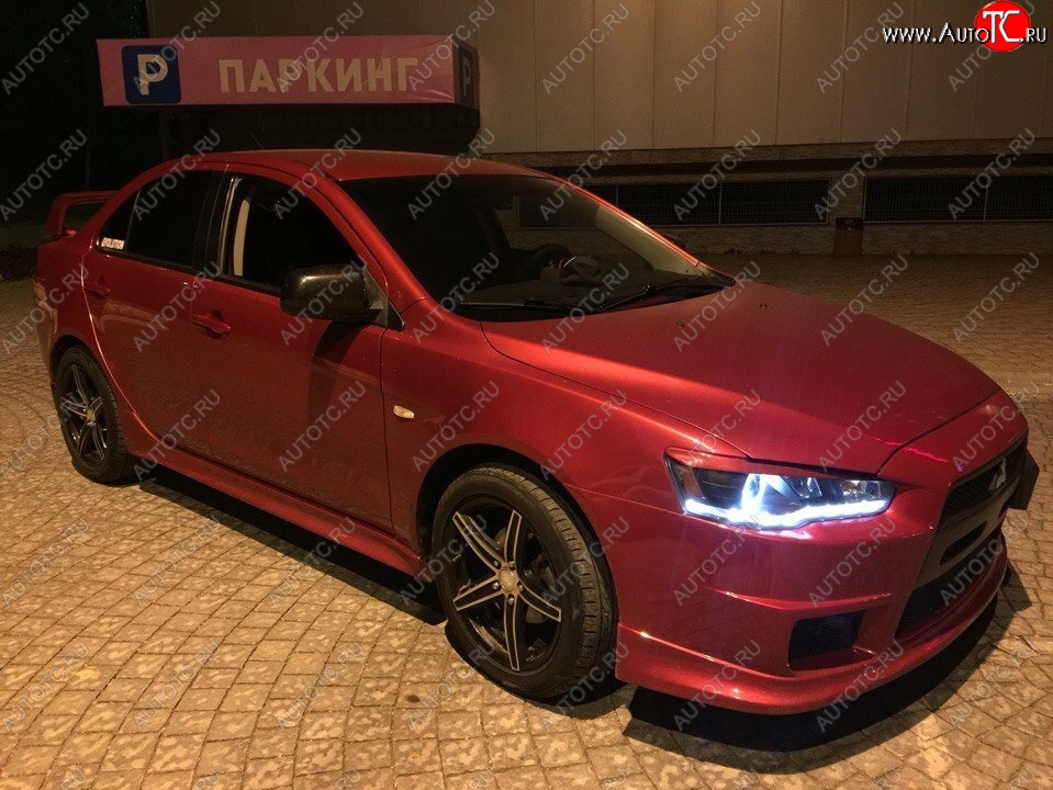 579 р. Реснички на фары Style Mitsubishi Lancer 10 седан рестайлинг (2011-2017) (Неокрашенные)  с доставкой в г. Нижний Новгород