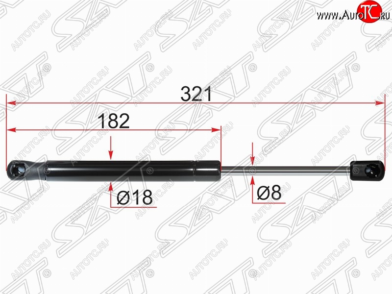 559 р. Газовый упор крышки багажника SAT  Mitsubishi Lancer  10 (2007-2017) седан дорестайлинг, хэтчбэк дорестайлинг, седан рестайлинг, хэтчбек 5 дв рестайлинг  с доставкой в г. Нижний Новгород