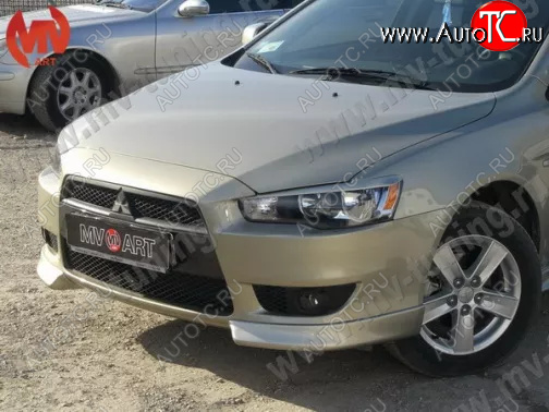 4 199 р. Клыки переднего бампера (комплектация 2.0 INTENSE) MV-Tuning  Mitsubishi Lancer  10 (2007-2010) седан дорестайлинг, хэтчбэк дорестайлинг (Неокрашенные)  с доставкой в г. Нижний Новгород