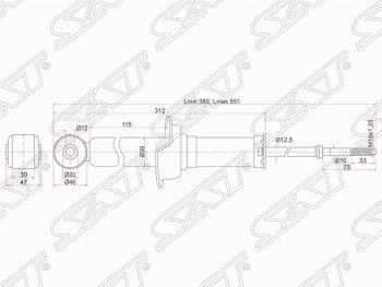 2 499 р. Амортизатор задний SAT (установка на левую или правую сторону) Mitsubishi Lancer 10 седан дорестайлинг (2007-2010)  с доставкой в г. Нижний Новгород. Увеличить фотографию 2