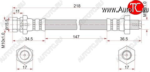 1 439 р. Тормозной шланг SAT (задний, LH=RH, пр-во Таиланд) Mitsubishi Pajero 4 V80 дорестайлинг (2006-2011)  с доставкой в г. Нижний Новгород