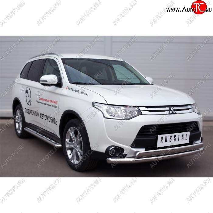 30 999 р. Широкая защита порогов с трубой диаметром 42 мм SLITKOFF v3  Mitsubishi Outlander  GF (2015-2018) 2-ой рестайлинг  с доставкой в г. Нижний Новгород