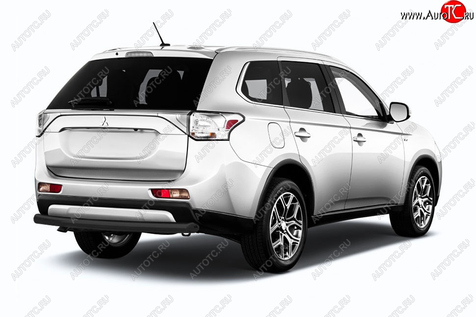 5 549 р. Защита заднего бампера Slitkoff (короткая, d57)  Mitsubishi Outlander  GF (2015-2018) 2-ой рестайлинг (Сталь с полимерным покрытием. Цвет: чёрный)  с доставкой в г. Нижний Новгород