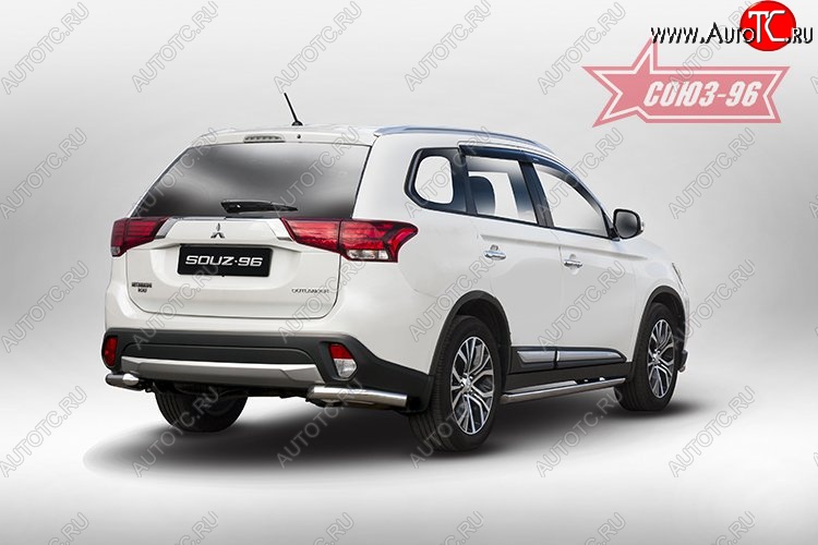 8 504 р. Защита заднего бампера из боковых полированых уголков (d60) Souz-96 Mitsubishi Outlander GF 2-ой рестайлинг (2015-2018)  с доставкой в г. Нижний Новгород