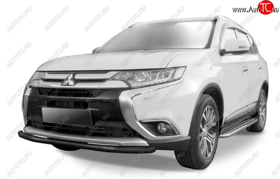 7 399 р. Защита переднего бампера Slitkoff (Ø 57 мм). Mitsubishi Outlander GF 2-ой рестайлинг (2015-2018) (Сталь с полимерным покрытием. Цвет: черный)  с доставкой в г. Нижний Новгород