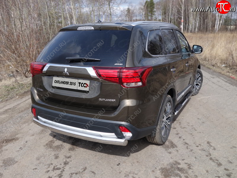 19 299 р. Защита заднего бампера (овальная) ТСС (нержавейка d75х42 мм) Mitsubishi Outlander GF 2-ой рестайлинг (2015-2018)  с доставкой в г. Нижний Новгород