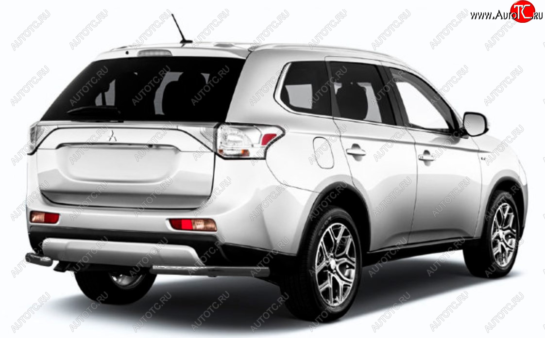 6 999 р. Защита заднего бампера Slitkoff (Ø 57 мм) Mitsubishi Outlander GF 2-ой рестайлинг (2015-2018) (Сталь с полимерным покрытием. Цвет: черный)  с доставкой в г. Нижний Новгород