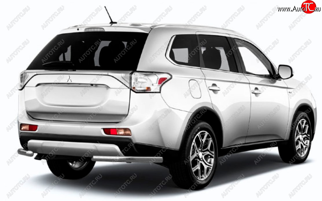 5 549 р. Защита заднего бампера Slitkoff (Ø 57 мм)  Mitsubishi Outlander  GF (2015-2018) 2-ой рестайлинг (Сталь с полимерным покрытием. Цвет: серебристый)  с доставкой в г. Нижний Новгород