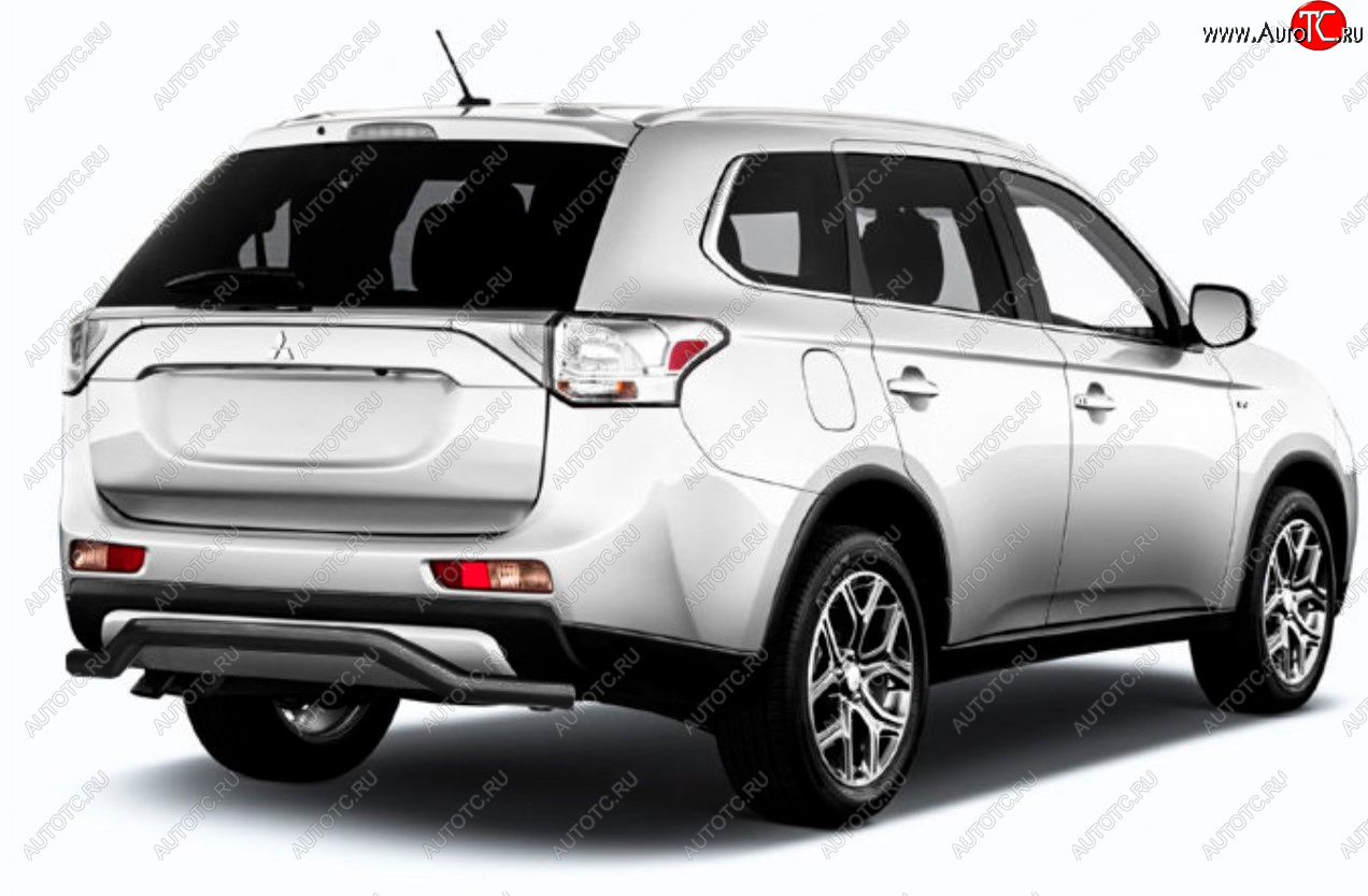 7 299 р. Защита заднего бампера Slitkoff (Ø 57, волна)  Mitsubishi Outlander  GF (2014-2016) 1-ый рестайлинг (Сталь с полимерным покрытием. Цвет: черный)  с доставкой в г. Нижний Новгород