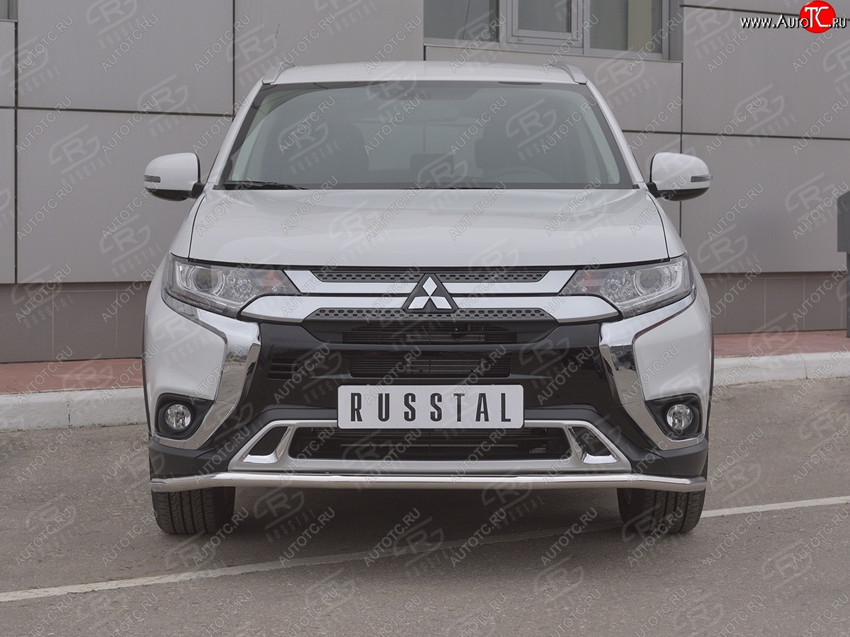 10 399 р. Защита переднего бампера (Ø42 мм, нержавейка) SLITKOFF Mitsubishi Outlander GF 3-ий рестайлинг (2018-2022)  с доставкой в г. Нижний Новгород