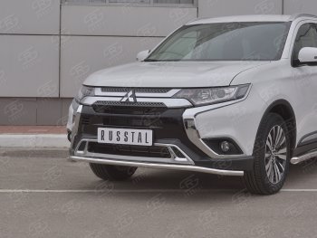 10 399 р. Защита переднего бампера (Ø42 мм, нержавейка) SLITKOFF Mitsubishi Outlander GF 3-ий рестайлинг (2018-2022)  с доставкой в г. Нижний Новгород. Увеличить фотографию 2