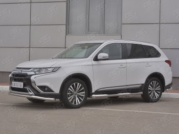 7 349 р. Защита переднего бампера (Ø 63 мм, нержавейка) SLITKOFF Mitsubishi Outlander GF 3-ий рестайлинг (2018-2022)  с доставкой в г. Нижний Новгород. Увеличить фотографию 3