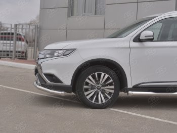 7 349 р. Защита переднего бампера (Ø 63 мм, нержавейка) SLITKOFF Mitsubishi Outlander GF 3-ий рестайлинг (2018-2022)  с доставкой в г. Нижний Новгород. Увеличить фотографию 4