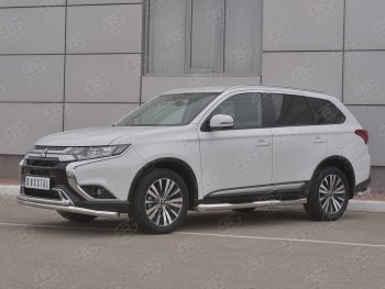 13 449 р. Защита переднего бампера (2 трубы Ø63 и 42 мм, нержавейка) SLITKOFF Mitsubishi Outlander GF 3-ий рестайлинг (2018-2022)  с доставкой в г. Нижний Новгород. Увеличить фотографию 2