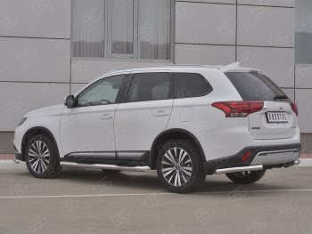 10 999 р. Защита заднего бампера (Ø63 мм уголки, нержавейка) SLITKOFF  Mitsubishi Outlander  GF (2018-2022) 3-ий рестайлинг  с доставкой в г. Нижний Новгород. Увеличить фотографию 2