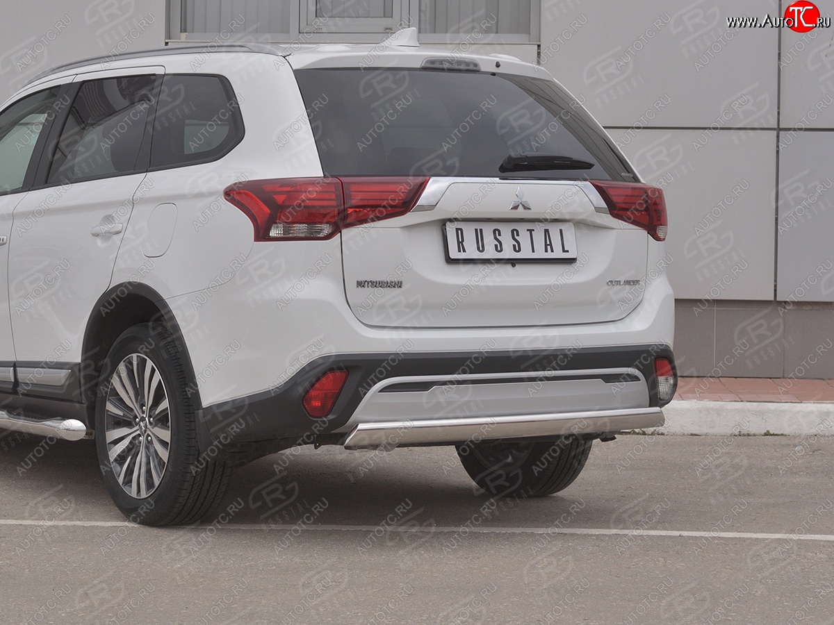 15 999 р. Защита заднего бампера (Ø75x42 мм, нержавейка) Russtal Mitsubishi Outlander GF 3-ий рестайлинг (2018-2022)  с доставкой в г. Нижний Новгород