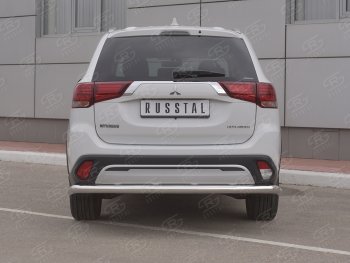 16 799 р. Защита заднего бампера (Ø63 мм, нержавейка) RUSSTAL  Mitsubishi Outlander  GF (2018-2022) 3-ий рестайлинг  с доставкой в г. Нижний Новгород. Увеличить фотографию 2