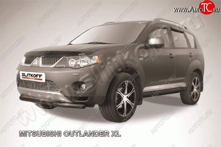 11 999 р. Защита переднего бампер Slitkoff  Mitsubishi Outlander  XL (2005-2009) (CW)  дорестайлинг (Цвет: серебристый)  с доставкой в г. Нижний Новгород