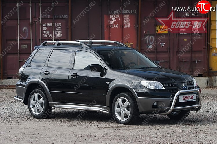 10 079 р. Защита переднего бампера Souz-96 (d60) Mitsubishi Outlander CU (2003-2009)  с доставкой в г. Нижний Новгород