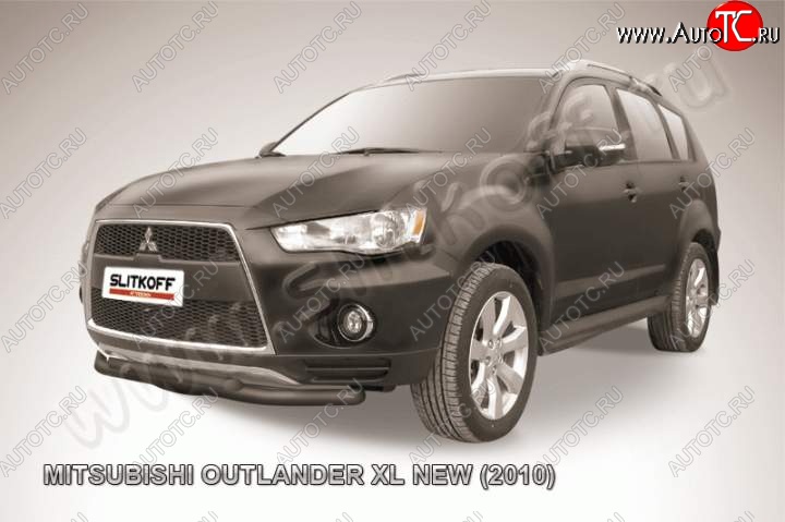 10 499 р. Защита переднего бампер Slitkoff Mitsubishi Outlander XL (CW)  рестайлинг (2010-2013) (Цвет: серебристый)  с доставкой в г. Нижний Новгород