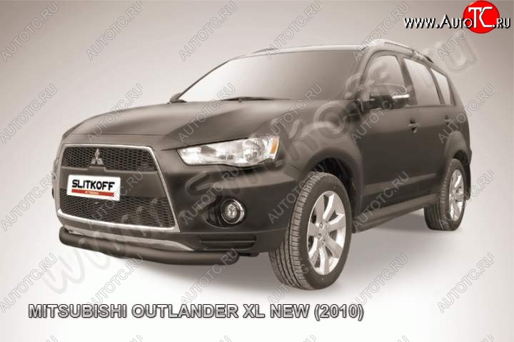 8 999 р. защита переднего бампера Slitkoff Mitsubishi Outlander XL (CW)  рестайлинг (2010-2013) (Цвет: серебристый)  с доставкой в г. Нижний Новгород