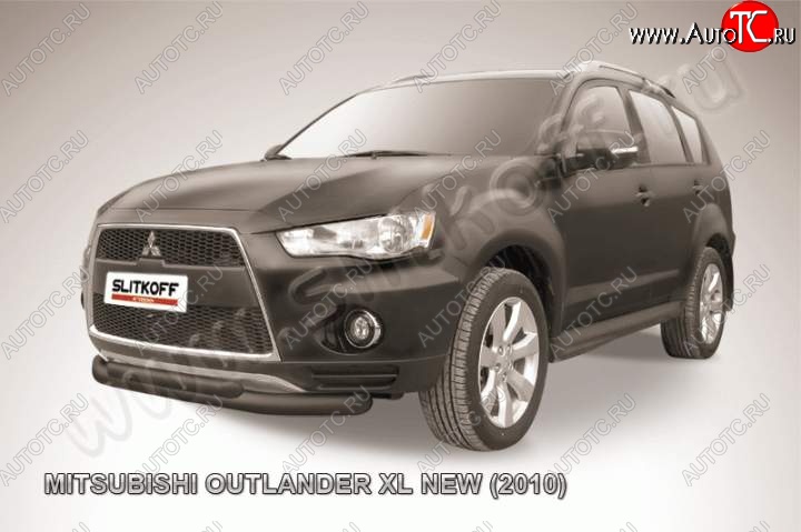 9 949 р. Защита переднего бампер Slitkoff  Mitsubishi Outlander  XL (2010-2013) (CW)  рестайлинг (Цвет: серебристый)  с доставкой в г. Нижний Новгород