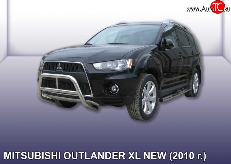 26 999 р. Усиленная защита переднего бампера из трубы диаметром 57 мм Slitkoff Mitsubishi Outlander XL (CW)  рестайлинг (2010-2013) (Нержавейка, Полированная)  с доставкой в г. Нижний Новгород