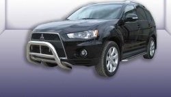 Усиленная защита переднего бампера из трубы диаметром 76 мм Slitkoff Mitsubishi Outlander XL (CW)  рестайлинг (2010-2013)