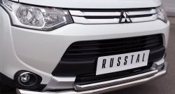 16 999 р. Защита переднего бампера (2 трубыØ63 и 42 мм, нержавейка) SLITKOFF  Mitsubishi Outlander  GF (2014-2016) 1-ый рестайлинг  с доставкой в г. Нижний Новгород. Увеличить фотографию 2