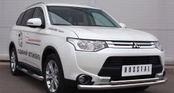 16 999 р. Защита переднего бампера (2 трубыØ63 и 42 мм, нержавейка) SLITKOFF  Mitsubishi Outlander  GF (2014-2016) 1-ый рестайлинг  с доставкой в г. Нижний Новгород. Увеличить фотографию 4